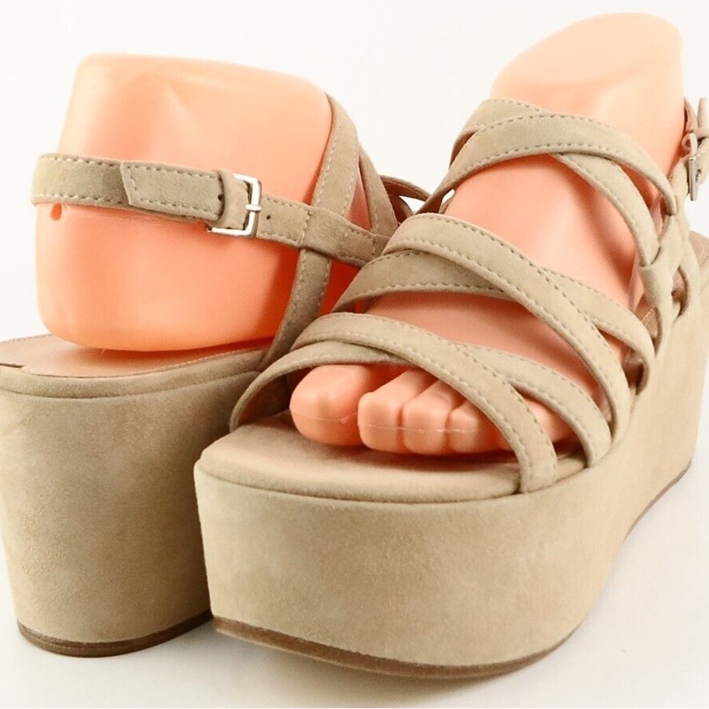 VIA SPIGA Suede Designer Strappy Platform Wedges 7.5